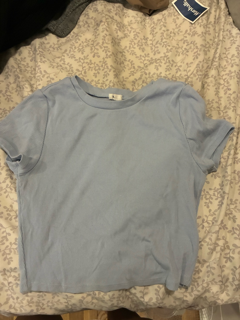 Garage Light Blue Ribbed Short Sleeve Tee